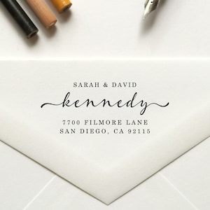 Personalized Couples Stamp | Custom Return Address Stamper | Rubber or Self-Inking | Save the Date | Housewarming Gift - 89