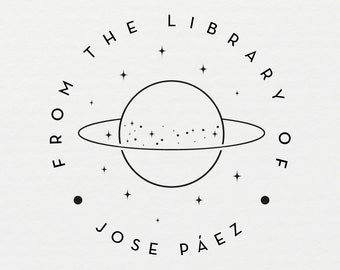 Book Stamp, Space Book Stamp, Custom Ex Libris Stamp, Personalized Library Stamp, From the Library of Stamp, 1.5" Stamp - L19