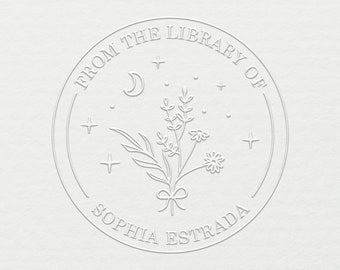 Custom Book Embosser, Floral Bouquet Book Embosser, Ex Libris Embosser, Personalized Library Stamp, From the Library of Embosser, 1.5" - E7