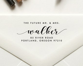 The Future Mr and Mrs Stamp, Return Address Stamp, Self Inking Stamp, Rubber Stamp, Save the Date Stamp, 1 x 2.5 inches - No 113