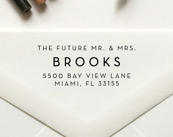 The Future Mr and Mrs Stamp, Return Address Stamp, Self Inking Stamp, Rubber Stamp, Save the Date Stamp, 1 x 2.5 inches - No 106
