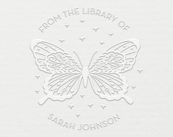 Custom Book Embosser, Celestial Butterfly Embosser, Ex Libris Embosser, Personalized Library Stamp, From the Library of Embosser, 1.5" - E14