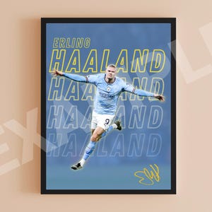 Erling Haaland Poster – Digital Football Art Print | Manchester City Wall Decor | Haaland Norway Soccer Gift | Instant Download