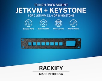 JetKVM + Keystone Rack Mount Panel | 10 Inch Rack, 3D Printed PETG (Choose Layout)
