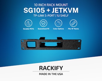 TP-Link TL-SG105 SG105E + JetKVM | 10 Inch Rack Mount | Switch and KVM 1U Shelf | DeskPi