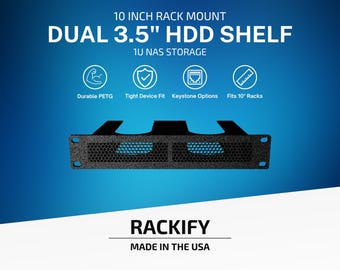 Dual 3.5 HDD Shelf | 10 Inch Rack Mount | DeskPi RackMate Compatible | 1U NAS Storage