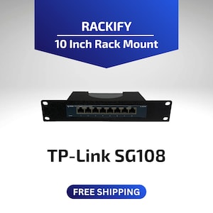 TP-Link TL-SG108 | 10 inch rekmontage | DeskPi RackMate-compatibel | Schakelaar: