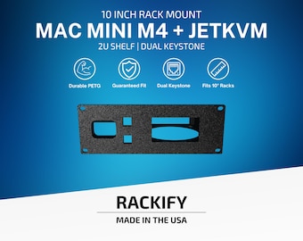 Mac mini M4 + JetKVM Rack Mount | 2U 10" Shelf, Dual Keystone (3D Printed PETG)