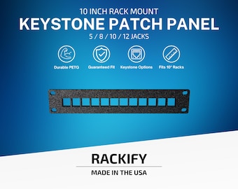 Keystone Patch Panel | 10 Inch Rack Mount | DeskPi RackMate Compatible | Up to 12 Jacks