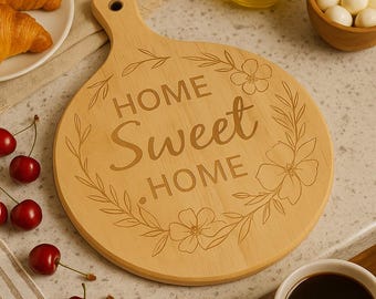 Tabla de cortar de madera personalizada con grabado personalizado - Decoración y regalo de cocina rústico personalizado