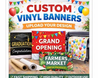 Pancarta de vinilo personalizada: pancarta impermeable para exteriores para negocios, eventos y promociones.
