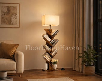 Tree Bookshelf, 9 Tier LED Bookcase with Remote & Timer, Tall Narrow Wooden Bookshelf for Living Room Bedroom Office