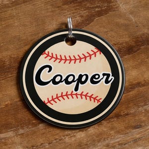 Baseball Personalized Pet ID Tag, Durable Aluminum Sports Themed Dog Tag