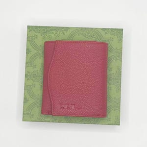 Personalized Red Leather Wallet: Zip Coin Purse & Card Holder