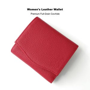Personalized Red Leather Wallet: Engraved Zip Coin Purse, Card Holder