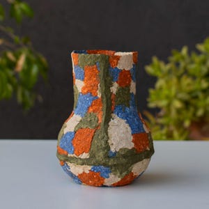 Handmade Paper Mache Vase: Wabi Sabi Eco-Friendly Decor