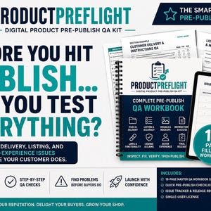 Planilha de Controle de Qualidade de Produto Digital, PDF Preenchível para Auditoria Pré-Publicação