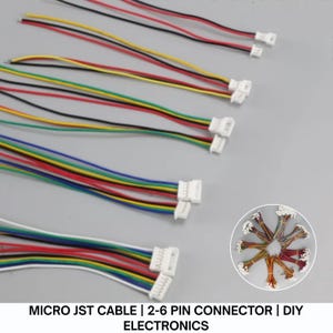 10 Stück JST 1.25 Micro Stecker mit Draht | 2 - 6-poliger männlich-weiblicher Stecker für DIY-Elektronik | Mini Verkabelung Projekte & Prototypen Verbindungen