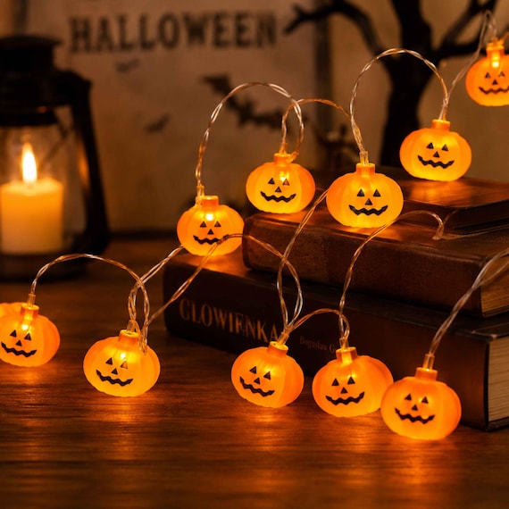 3D Pumpkin String Lights | 10/20 LED Halloween Lights | Seasonal Home Decor | Spooky Room and Party Lighting | Halloween Gift | Cute Lights