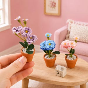 1:12 Mini Potted Flower | Dollhouse Miniature Plant Pot | Indoor Colorful Decor | Tiny Home Accessories | DIY Miniatures | Miniature Display