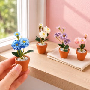 1:12 Mini Potted Flower | Dollhouse Miniature Plant Pot | Indoor Colorful Decor | Tiny Home Accessories | DIY Miniatures | Miniature Display