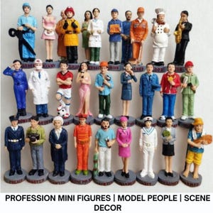 Set de minifiguras profesionales / Doctor, enfermera, astronauta, trabajador, figuras diminutas para decoración
