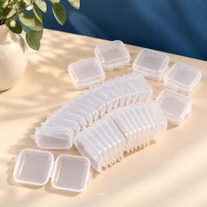 10 mini cajas de almacenamiento transparentes / Organizador de joyas de plástico / Estuches para guardar cuentas / Pequeños contenedores para manualidades / Tapa con bisagra / Estuches de almacenamiento de plástico