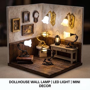 2 mini lampade da parete per casa delle bambole / Illuminazione a LED bianco caldo per interni in miniatura / Decorazioni per giardini fatati, micro paesaggi e mini esposizioni