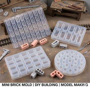 Mini Brick Silicone Mold | DIY Tiny Cement Brick Mold for Mini Builds | Dollhouse Construction, Diorama Scenery & Handmade Craft Projects