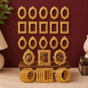 15Pc Miniature Vintage Style Photo Frames | Dollhouse Wall Decor |  Retro Mini Photo Frame | Photography Props | Frame Vintage Wall Decor