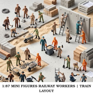 25 travailleurs ferroviaires miniatures à l'échelle 1:87 | De minuscules mannequins pour un aménagement pittoresque | Personnages miniatures pour décor de diorama et scènes de collection