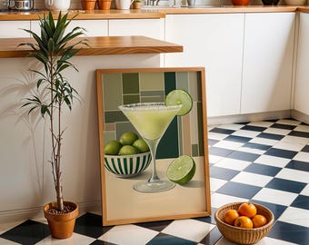Margarita Print | Cocktail Wall Art | Funky Alcohol Poster | Dopamine Decor | Modern Margarita Cocktail Artwork | Digital Download