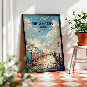Brighton Poster | Brighton Print Wall Art | Brighton Pier Seaside Print | UK Travel Poster | Brighton Gifts | Digital Download