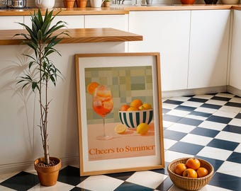 Aperol Spritz Summer Print | Cocktail Poster | Funky Wall Art | Dopamine Decor | Modern Alcohol Print Artwork | Digital Download