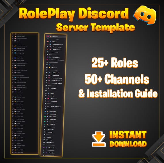 Professional FiveM RP Discord Server Template | Instant Download | Roles, Permissions & Bot Setup Guide