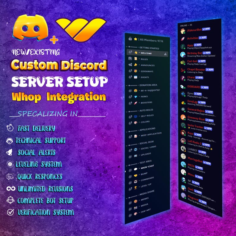 Server Promoting Menu Custom Whop Discord Server Setup | Full Whop Integration + Instant ...