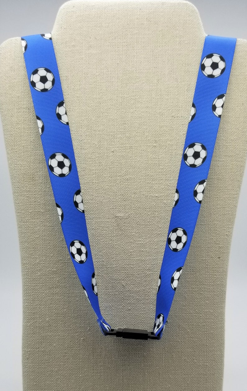 Personalized Royal Blue soccer lanyard wlobster clasp /& safety breakaway FREE SHIPPING!