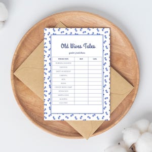 Old Wives Tales Baby Shower Game – Blueberry Theme – Gender Prediction Activity Card – Fully Customizable – Printable Digital Download