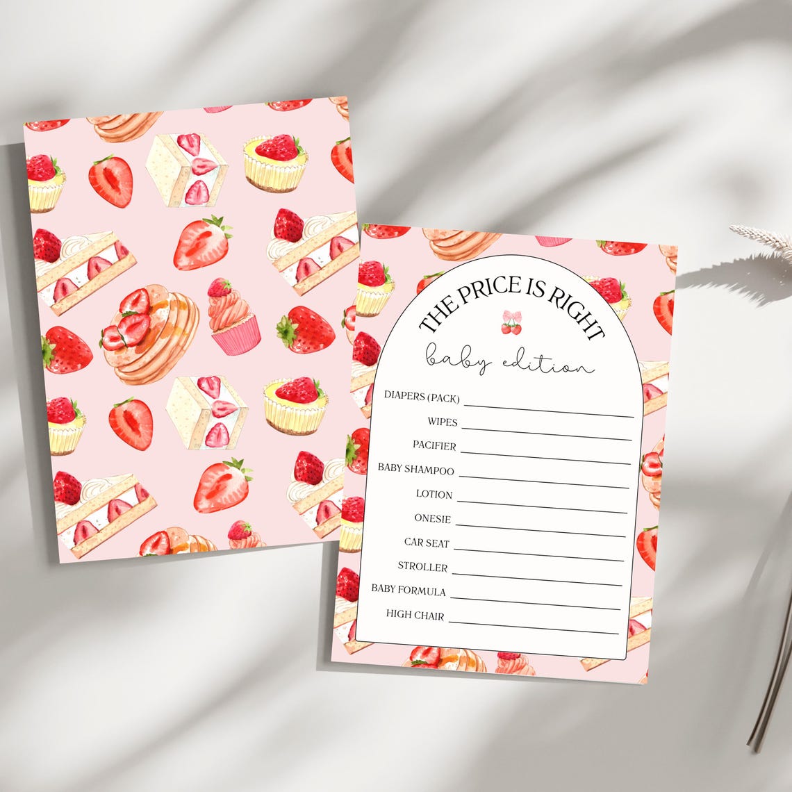 Strawberry Baby Shower Price is Right Game - Printable Baby Edition ...