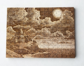 House by the Sea Puzzle, Wooden Puzzle, Puzzle Engraved on Wood, 192 PCS