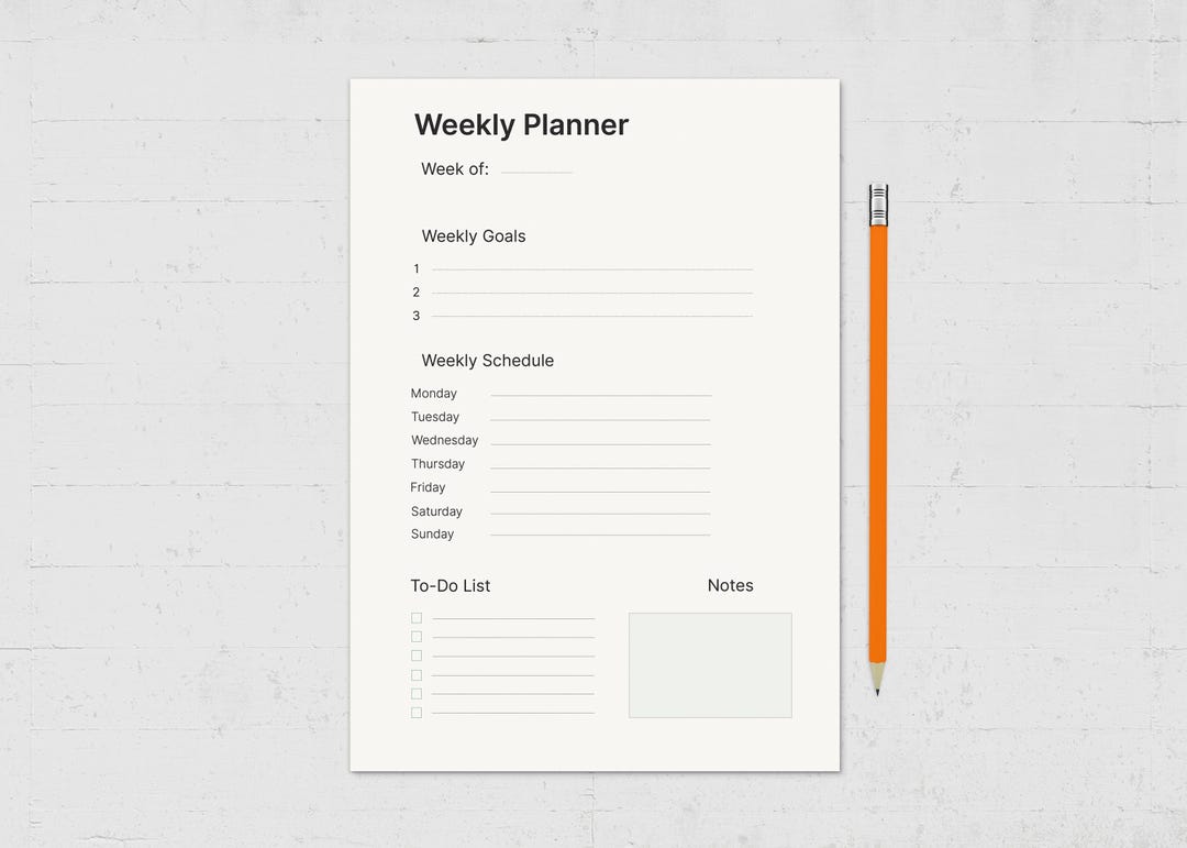 Minimal Weekly Planner Printable | Schedule & Goals (digital Download ...