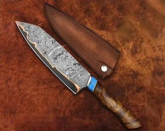 Premium Damascus Steel Knife – Handcrafted Razor Sharp Blade with Elegant Design for Kitchen & Outdoor Use