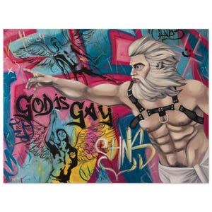 Gay Male Art Print – Limited Edition LGBTQ+ Wall Decor “God is Gay”