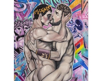 Gay Male Couple Art Print – Limited Edition LGBTQ+ Wall Decor “The Royal Touch”