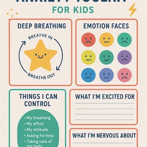 Back to School Anxiety Checklist for Kids | Printable Coping Strategies | Child Mental Health Worksheet | Back to School | Printable