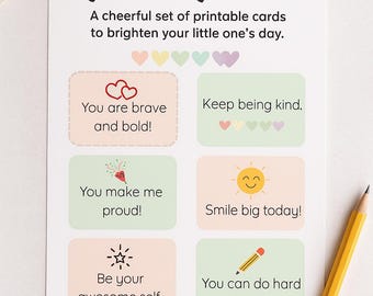 Lunchbox Love Notes Printable | 52 Cute Encouragement Cards for Kids | Instant Download | Back to School Affirmation Notes for Lunches
