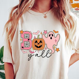 Koszulka Boo Y'all, damska bluza na Halloween, prezent na Halloween, koszulka Boo Y'all, pasująca koszulka na Halloween, upiorna koszulka na Halloween