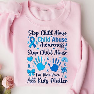Camiseta de concienciación sobre el maltrato infantil, camiseta para trabajadores sociales, camiseta del mes de la concienciación sobre el maltrato infantil, top con lazo azul, ropa para detener el maltrato, conjunto para el cuidado infantil.