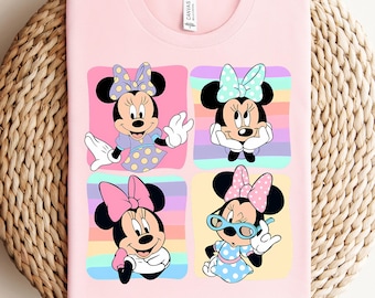 Minnie Mouse Bow-collageshirt voor kinderen, roze Disney Minnie-t-shirt, Minnie Besties-T-shirt, Disney World Girls Trip, vakantie-outfit voor kinderen
