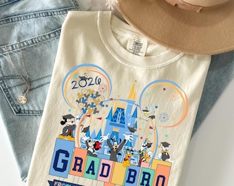 Chemise de remise des diplômes Disney personnalisée, couleurs confortables, des pampilles au château, t-shirt de remise des diplômes Mickey et ses amis, tenue douillette et confortable